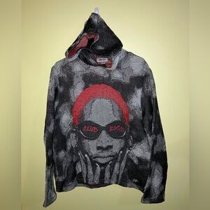 Dennis Rodman vintage club sixty tapestry woven hoodie L large rug shirt top NBA